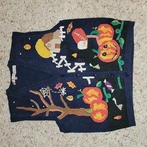 Lauren Hansen fall harvest Halloween button vest size medium